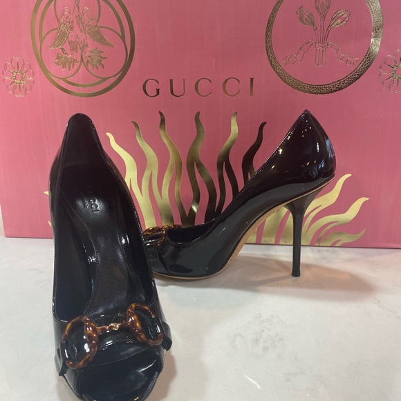 Gucci Black Patent Horsebit Heels Shoes Sz 6 - Picture 3 of 6
